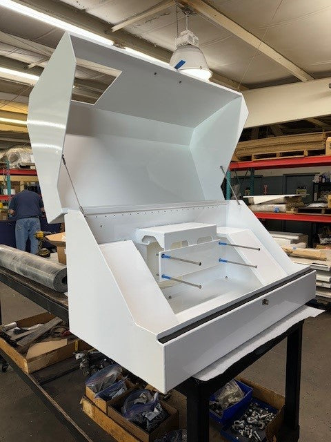OP Machine and Fabrication white aluminum electrical enclosure industrial housing